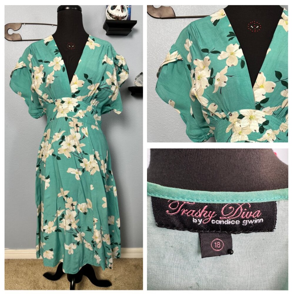 Trashy Diva Alexa Dogwood Floral Print Dress Sz 18